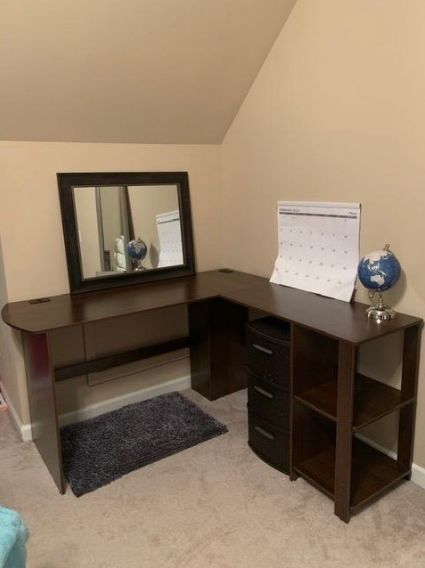 Walnut SHW L-Shaped Home Office Corner Desk Wood Top